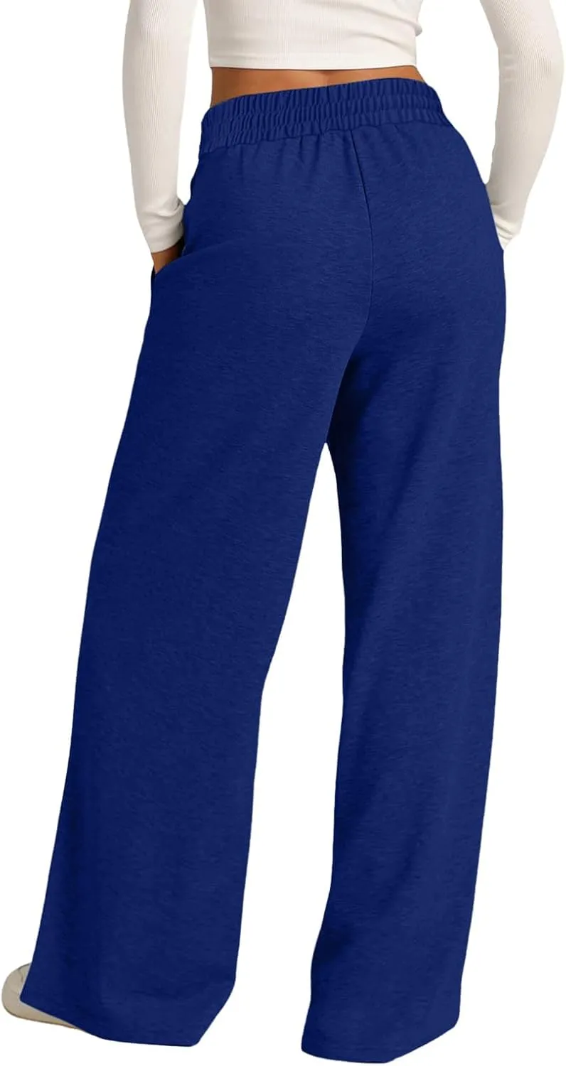 Womens Wide Leg Sweatpants Baggy High Waist Elastic Drawstring Straight Lounge Pants Comfy Athletic Joggers Trousers