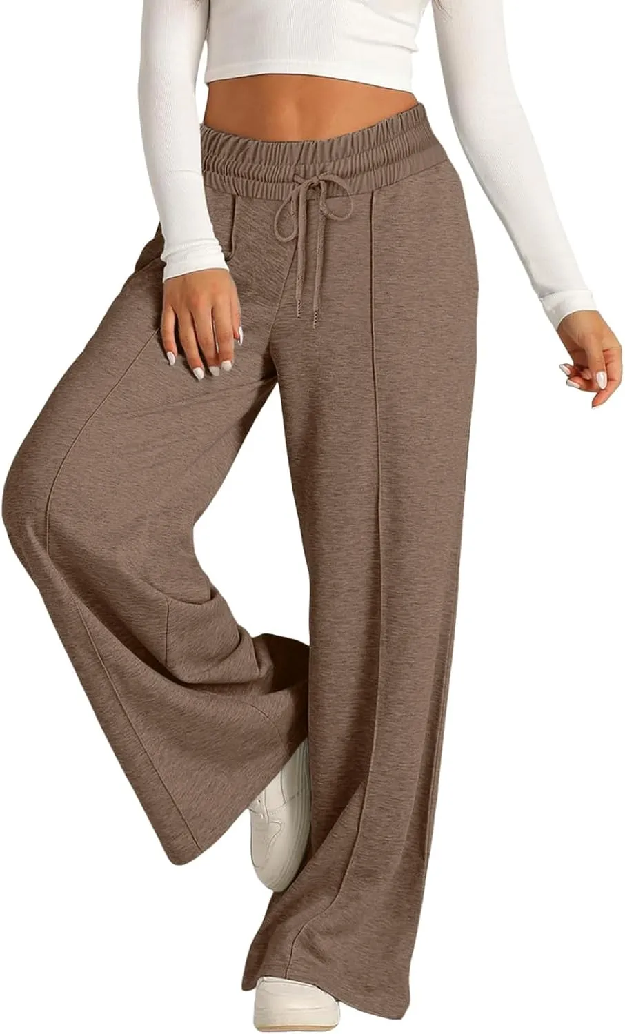 Womens Wide Leg Sweatpants Baggy High Waist Elastic Drawstring Straight Lounge Pants Comfy Athletic Joggers Trousers