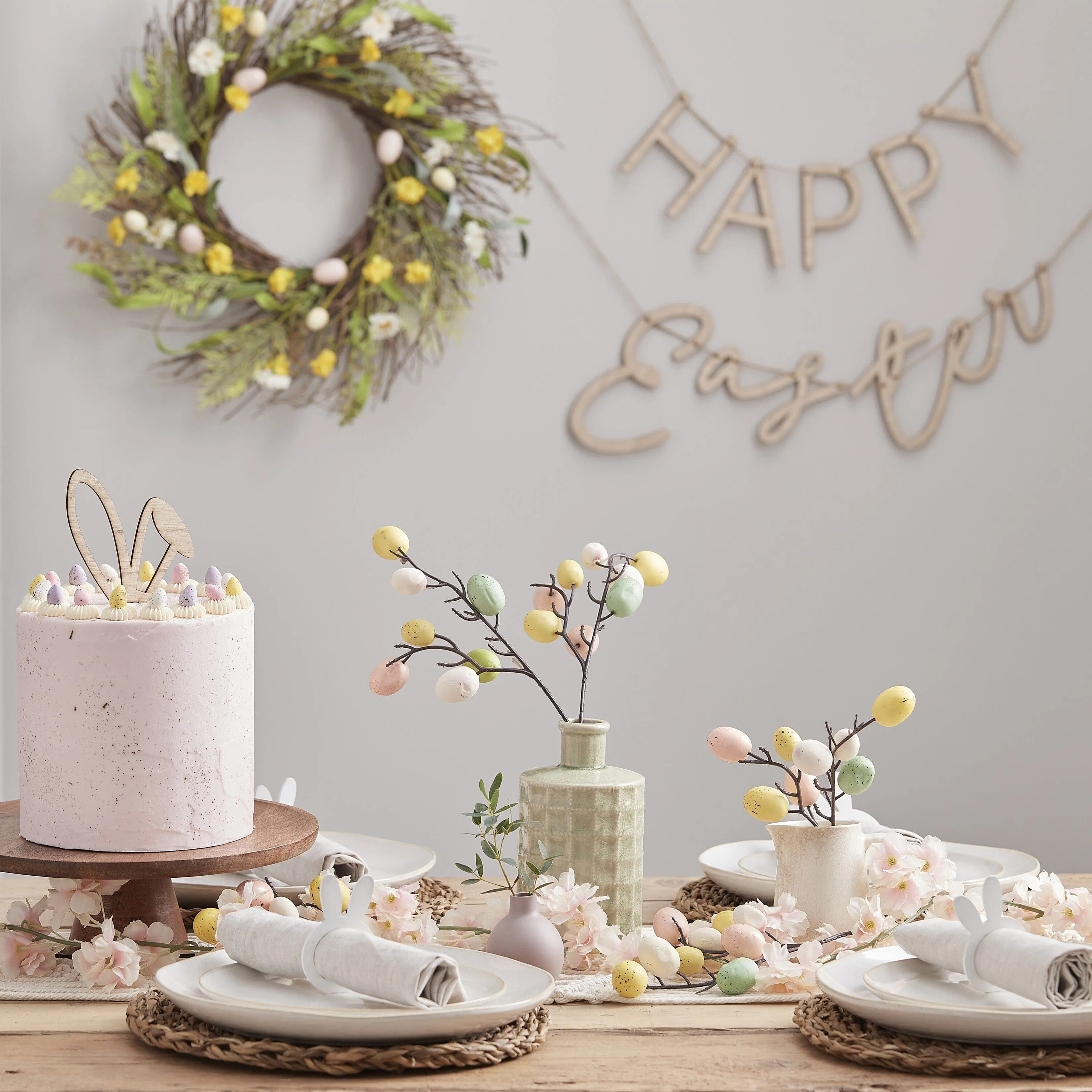 Wooden Bunny Ears Cake Topper