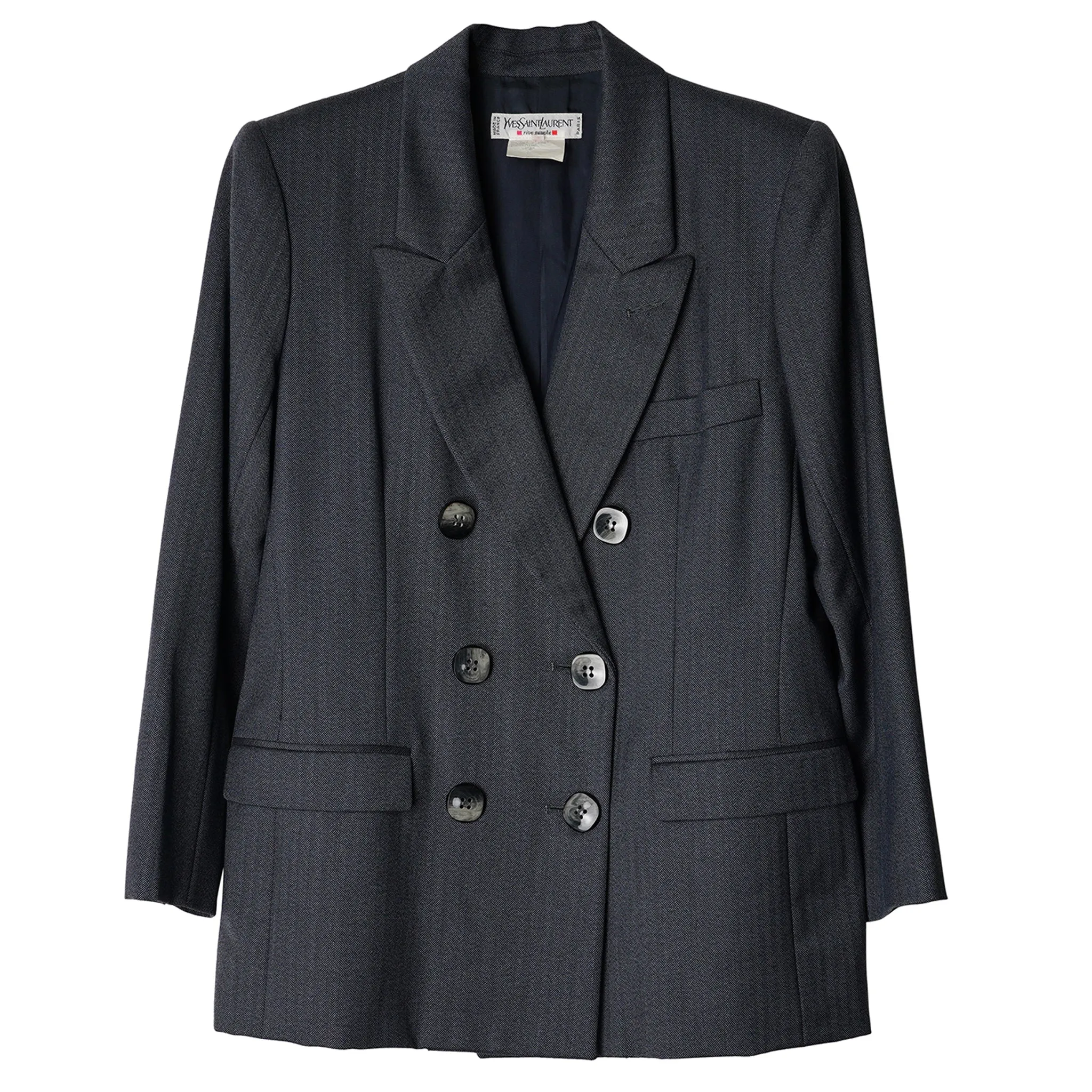 WOOL DOUBLE BREASTED JACKET / GREY