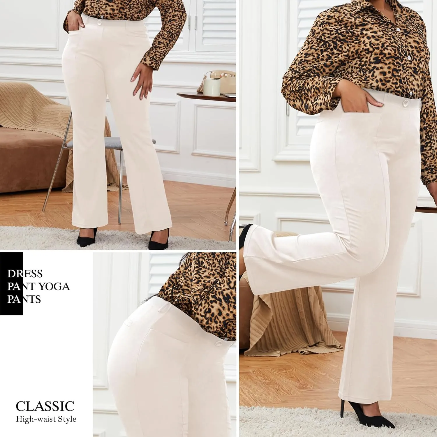 Wrinkle-Free Stretch Dress Pants Plus Size for Women Pull-on Pant Ease into Comfort Office Pant