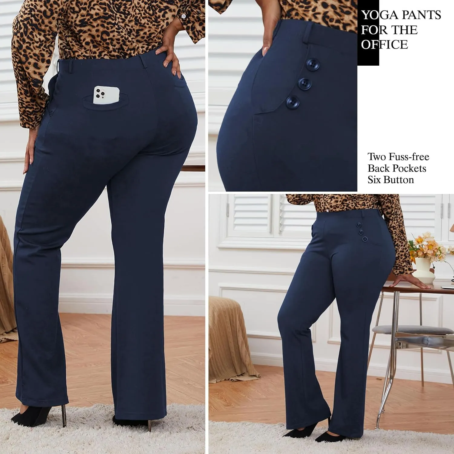 Wrinkle-Free Stretch Dress Pants Plus Size for Women Pull-on Pant Ease into Comfort Office Pant