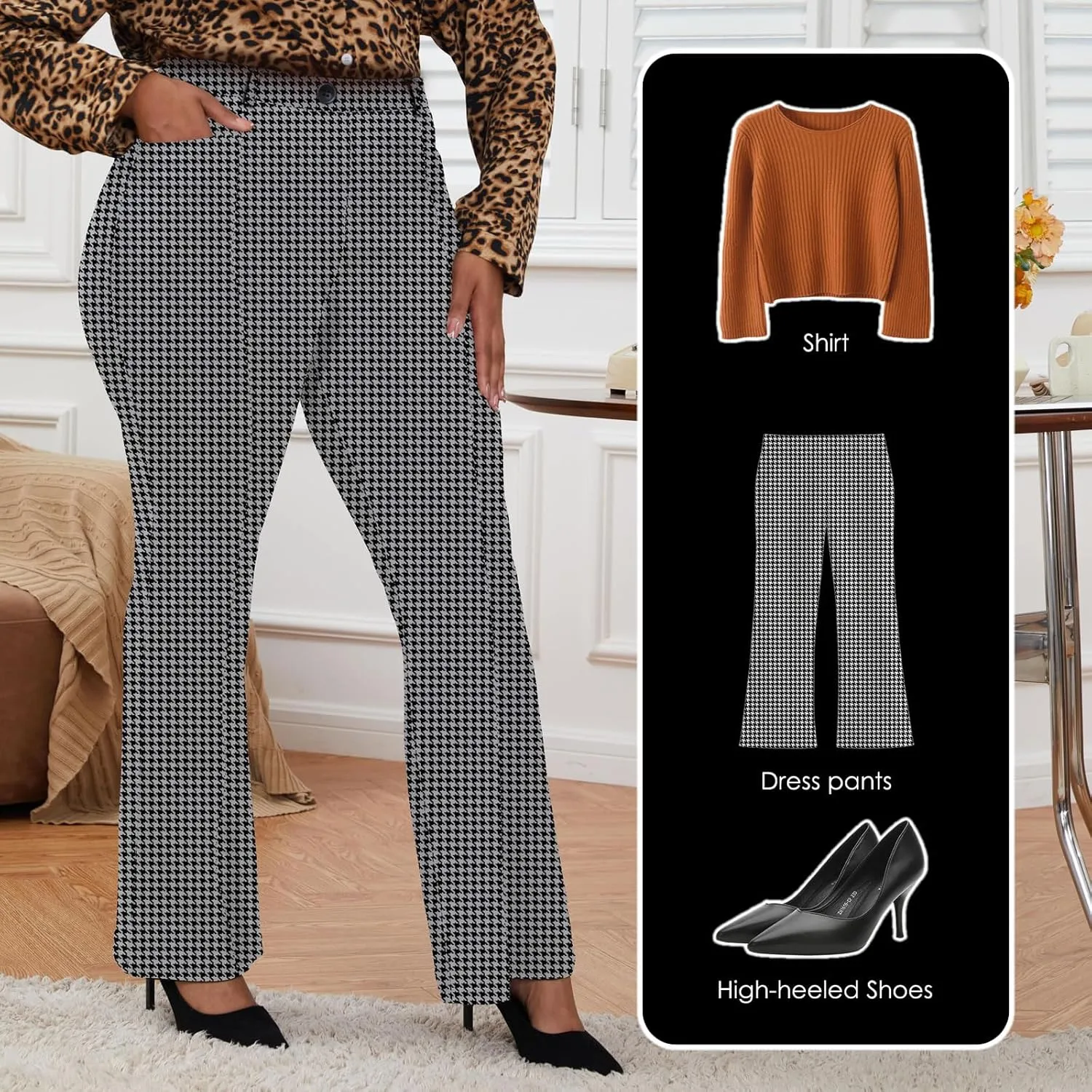 Wrinkle-Free Stretch Dress Pants Plus Size for Women Pull-on Pant Ease into Comfort Office Pant