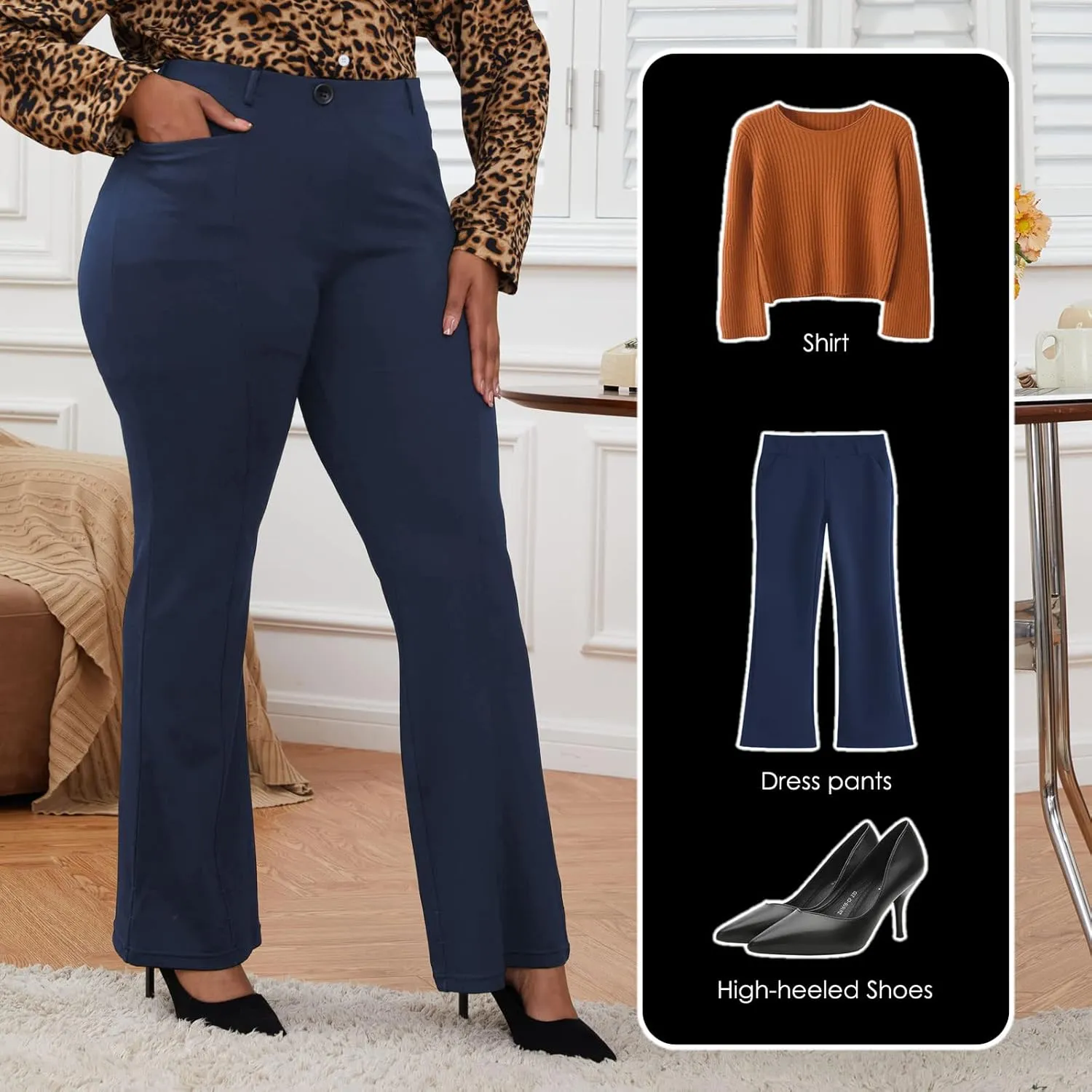 Wrinkle-Free Stretch Dress Pants Plus Size for Women Pull-on Pant Ease into Comfort Office Pant