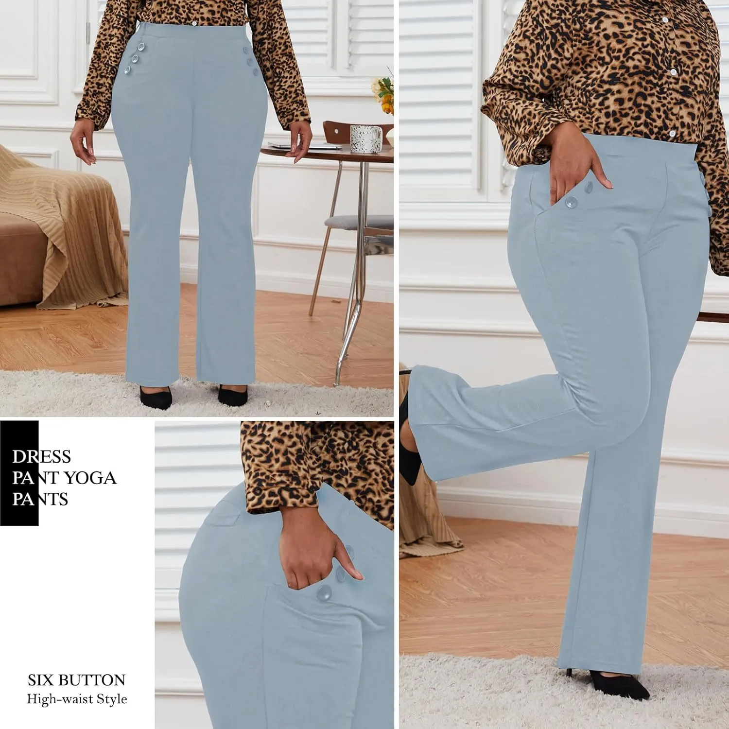 Wrinkle-Free Stretch Dress Pants Plus Size for Women Pull-on Pant Ease into Comfort Office Pant