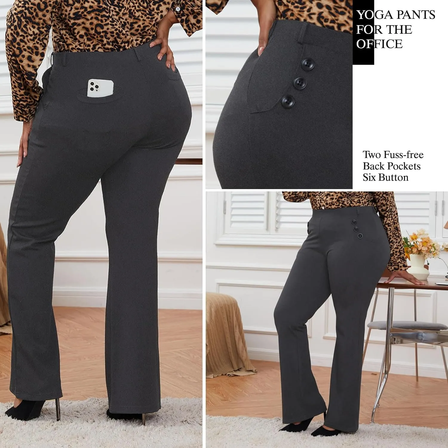 Wrinkle-Free Stretch Dress Pants Plus Size for Women Pull-on Pant Ease into Comfort Office Pant