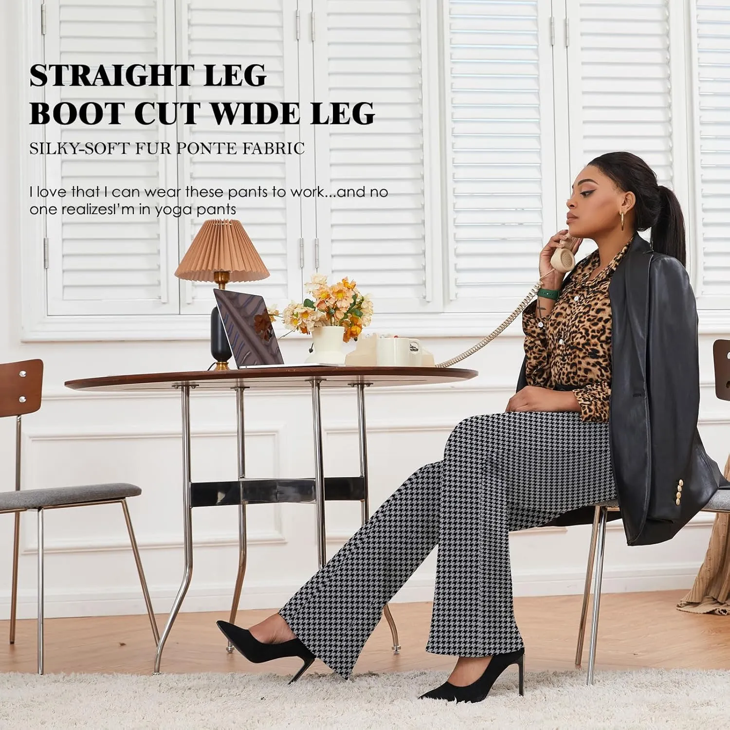 Wrinkle-Free Stretch Dress Pants Plus Size for Women Pull-on Pant Ease into Comfort Office Pant