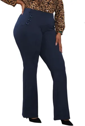 Wrinkle-Free Stretch Dress Pants Plus Size for Women Pull-on Pant Ease into Comfort Office Pant
