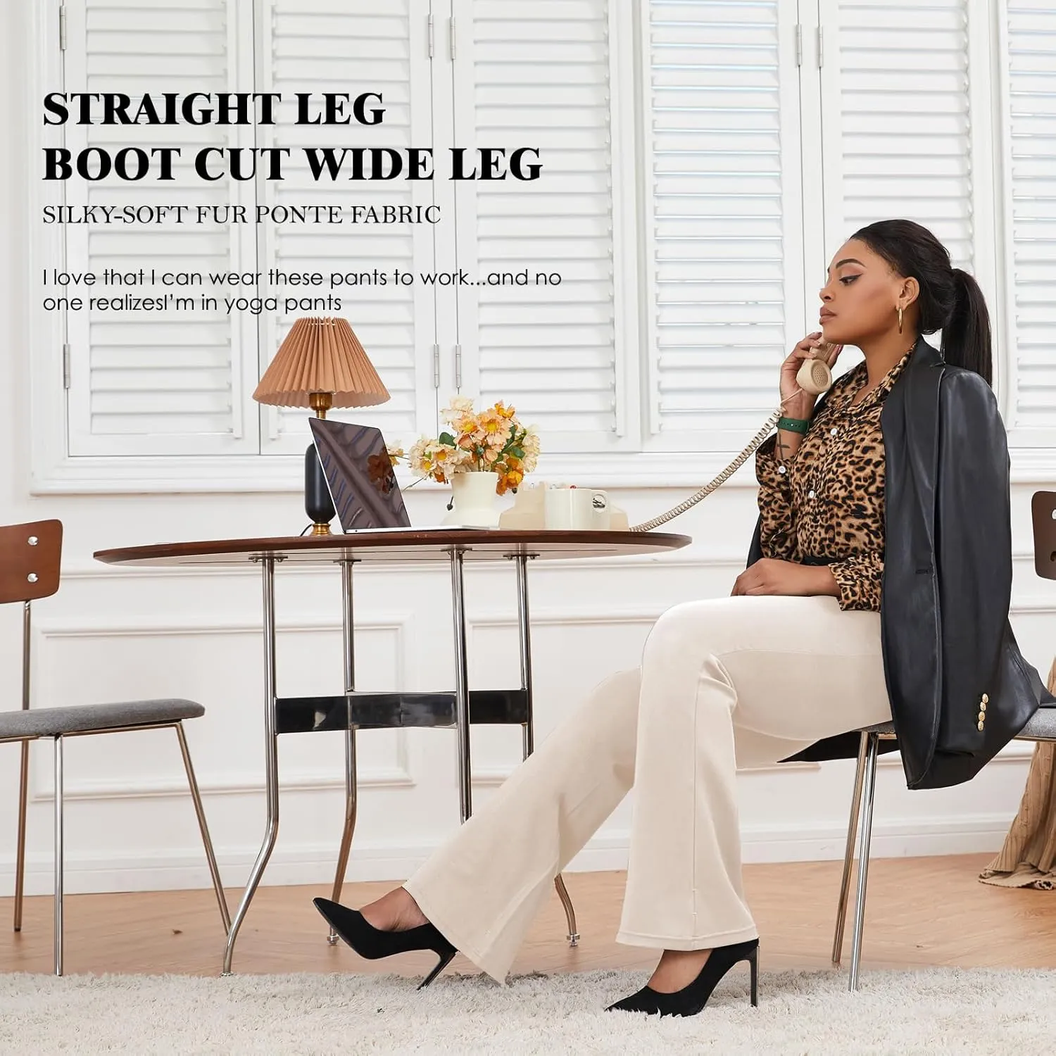 Wrinkle-Free Stretch Dress Pants Plus Size for Women Pull-on Pant Ease into Comfort Office Pant