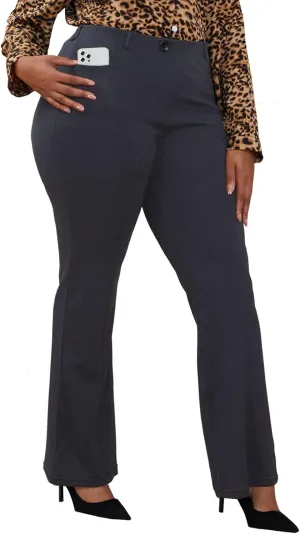Wrinkle-Free Stretch Dress Pants Plus Size for Women Pull-on Pant Ease into Comfort Office Pant