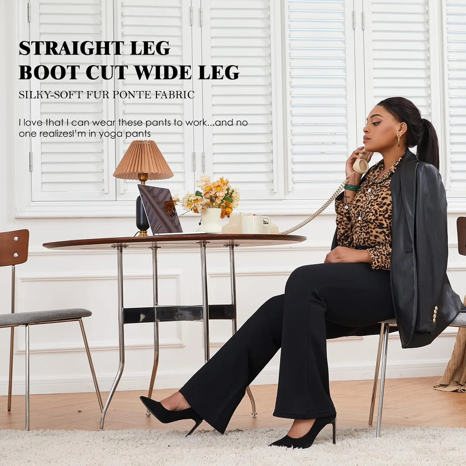 Wrinkle-Free Stretch Dress Pants Plus Size for Women Pull-on Pant Ease into Comfort Office Pant