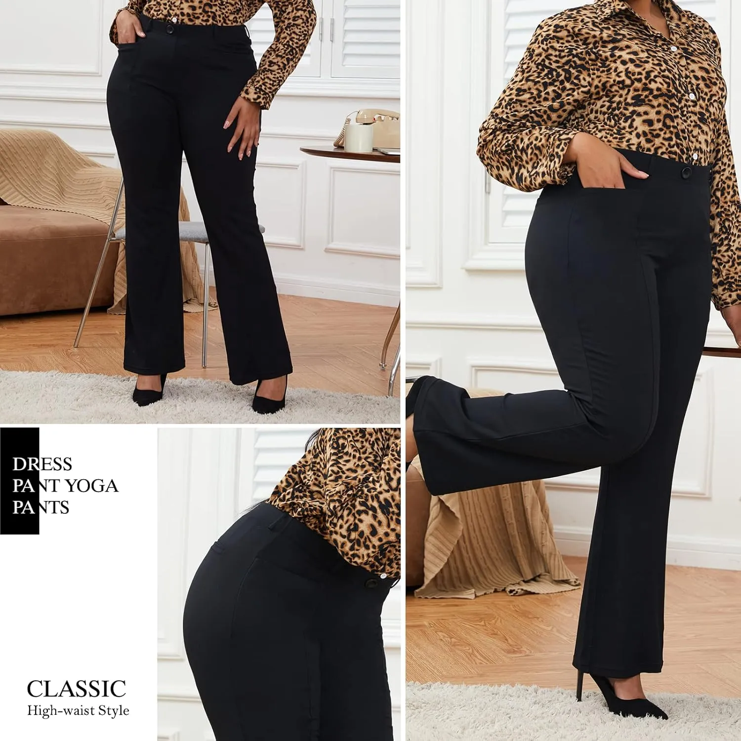 Wrinkle-Free Stretch Dress Pants Plus Size for Women Pull-on Pant Ease into Comfort Office Pant