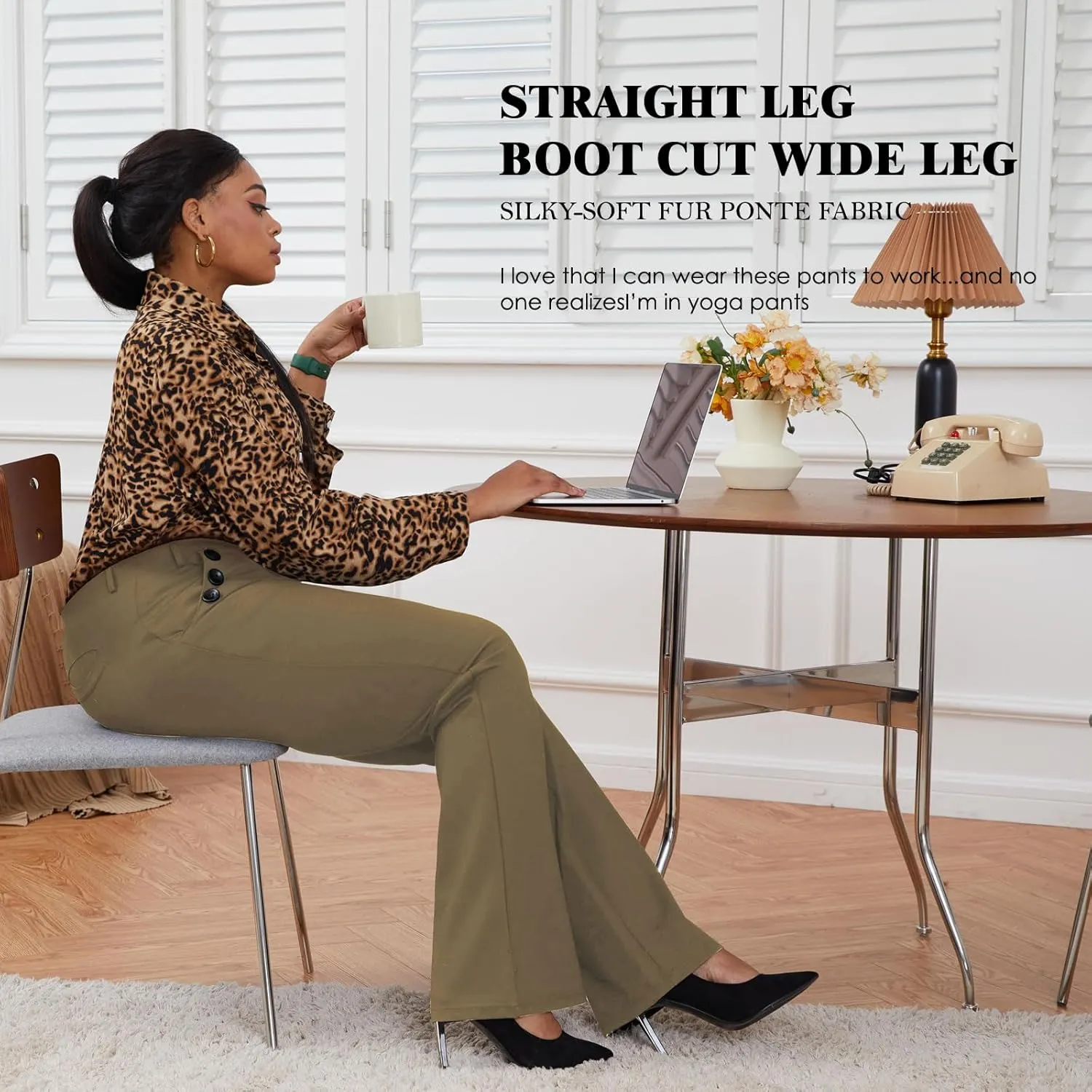 Wrinkle-Free Stretch Dress Pants Plus Size for Women Pull-on Pant Ease into Comfort Office Pant