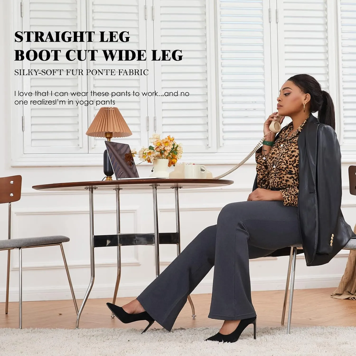 Wrinkle-Free Stretch Dress Pants Plus Size for Women Pull-on Pant Ease into Comfort Office Pant