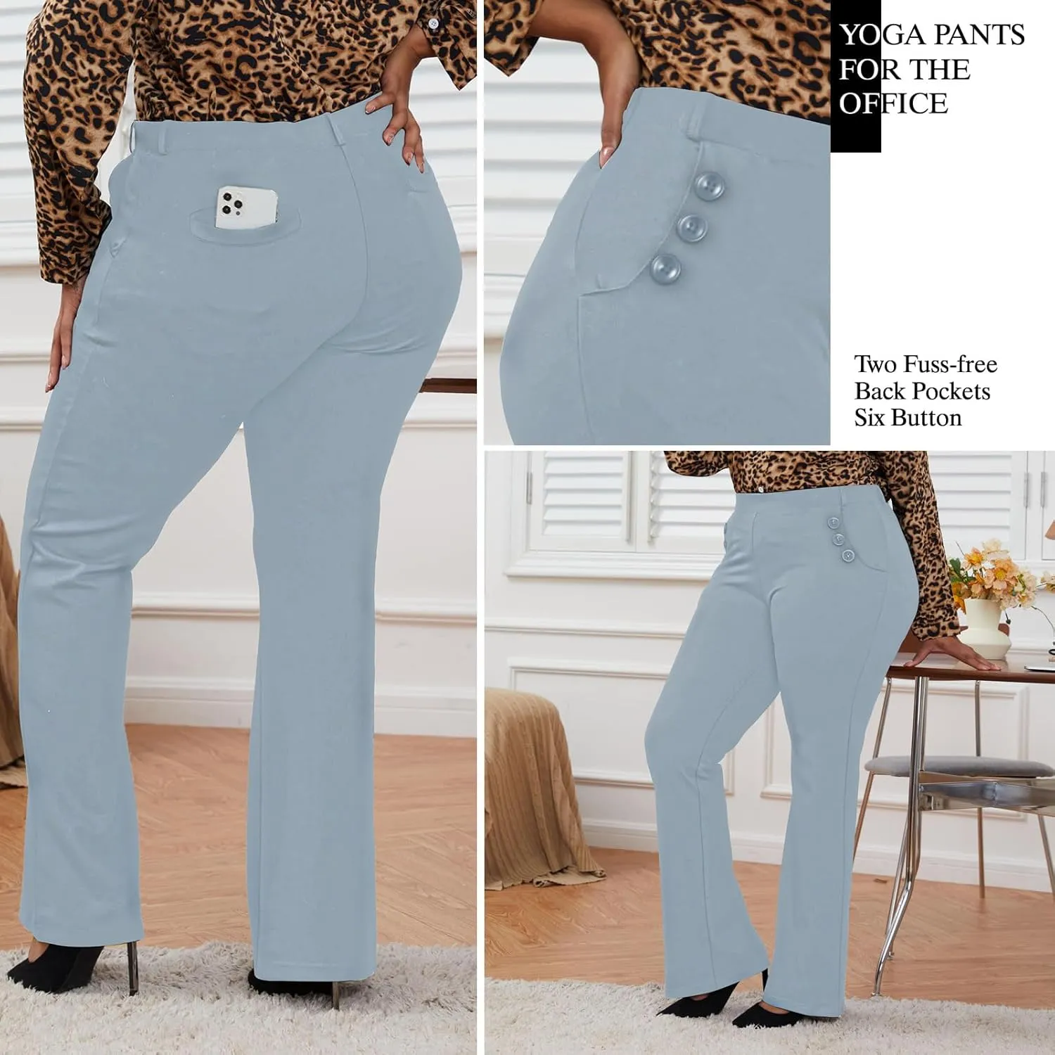 Wrinkle-Free Stretch Dress Pants Plus Size for Women Pull-on Pant Ease into Comfort Office Pant