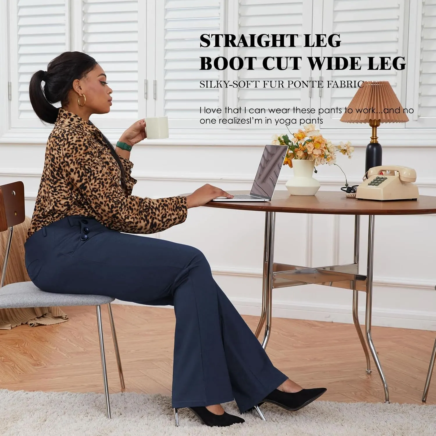 Wrinkle-Free Stretch Dress Pants Plus Size for Women Pull-on Pant Ease into Comfort Office Pant