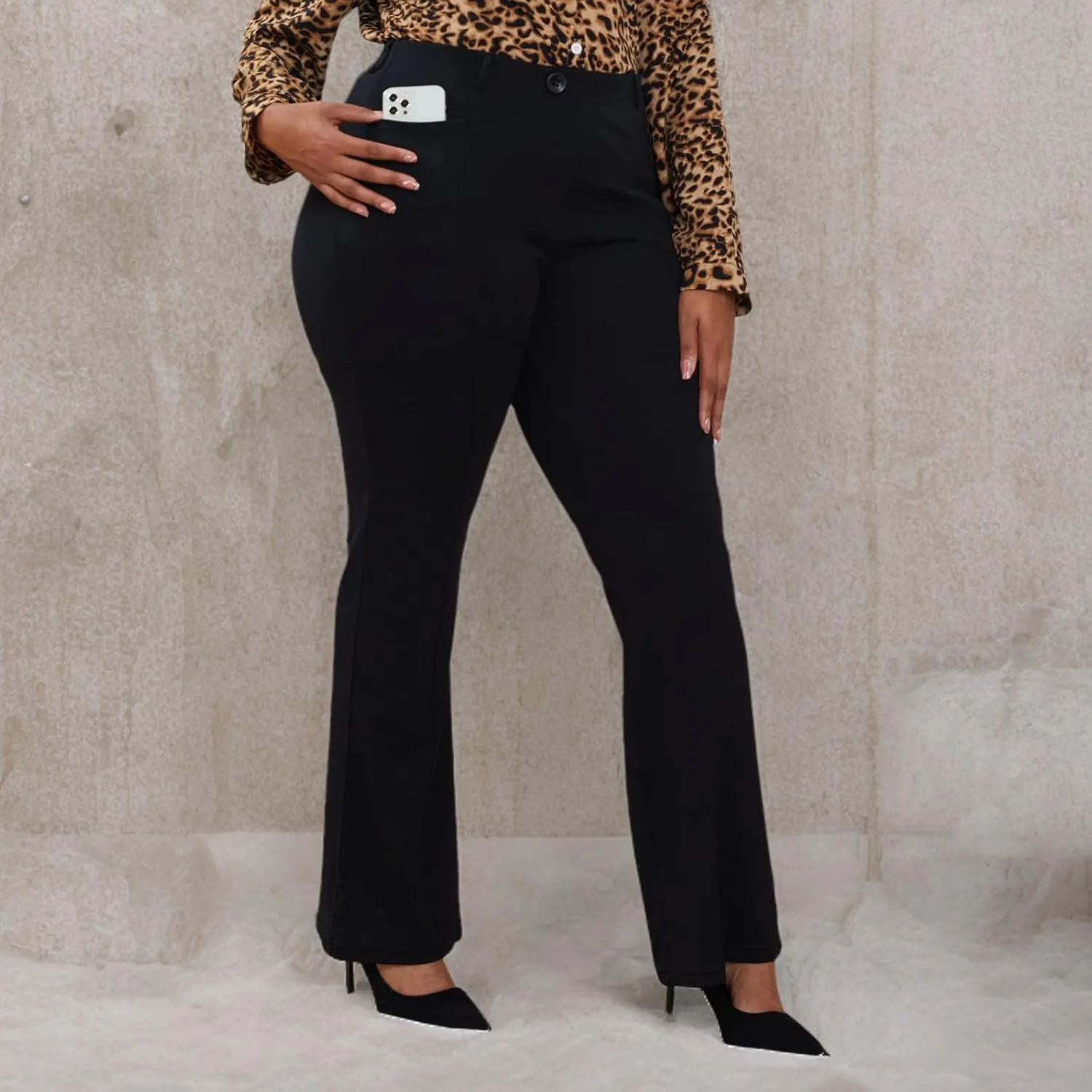Wrinkle-Free Stretch Dress Pants Plus Size for Women Pull-on Pant Ease into Comfort Office Pant