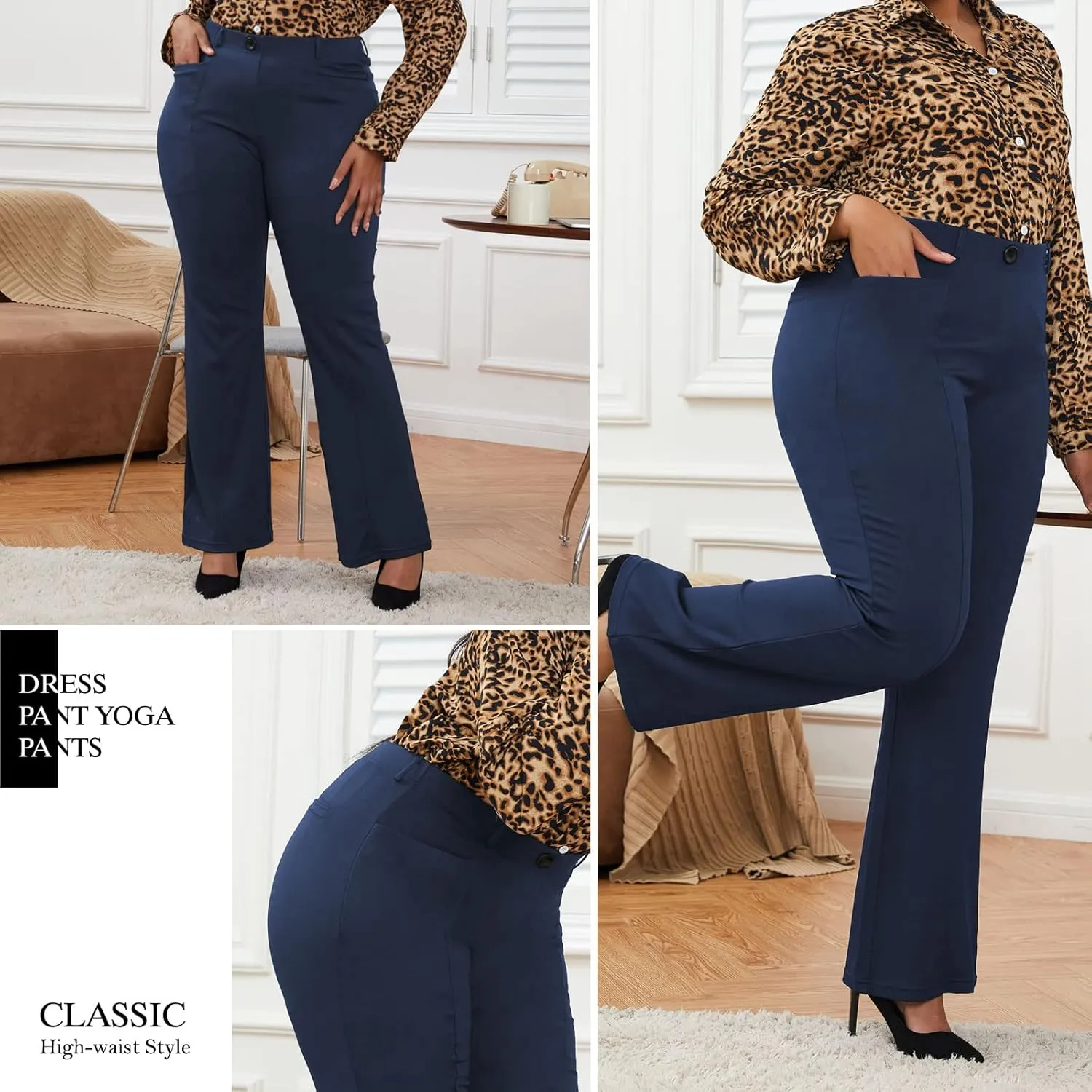 Wrinkle-Free Stretch Dress Pants Plus Size for Women Pull-on Pant Ease into Comfort Office Pant