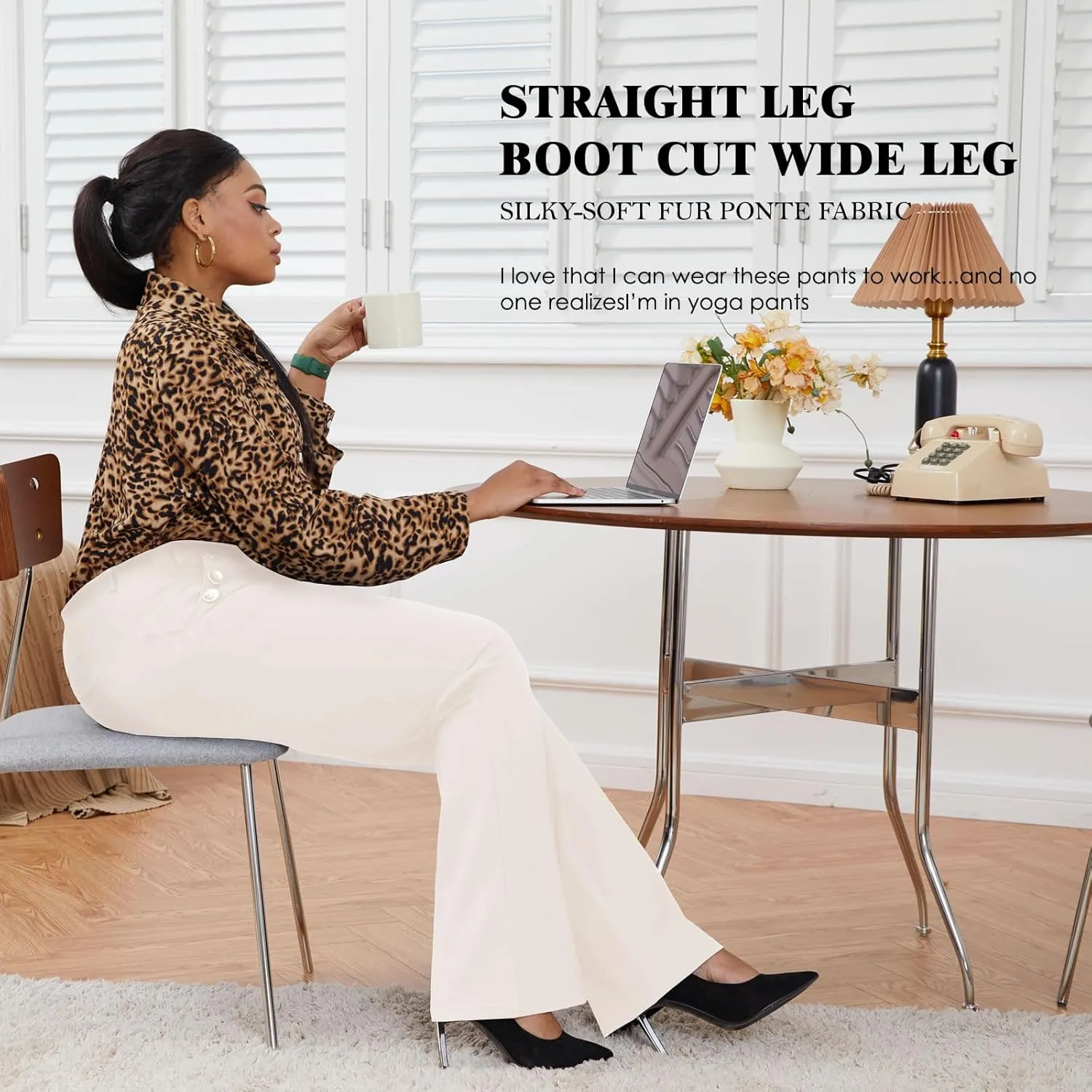 Wrinkle-Free Stretch Dress Pants Plus Size for Women Pull-on Pant Ease into Comfort Office Pant