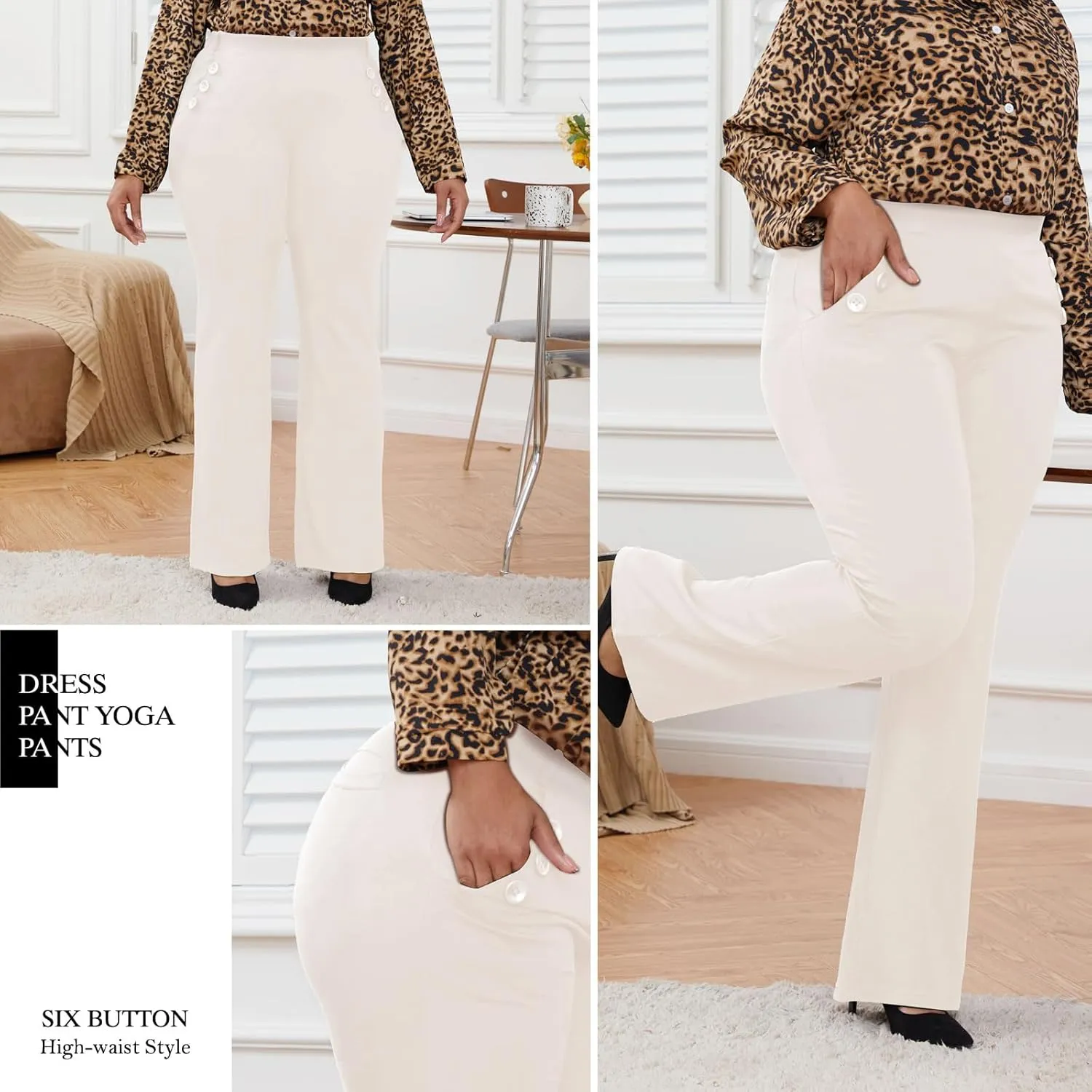 Wrinkle-Free Stretch Dress Pants Plus Size for Women Pull-on Pant Ease into Comfort Office Pant