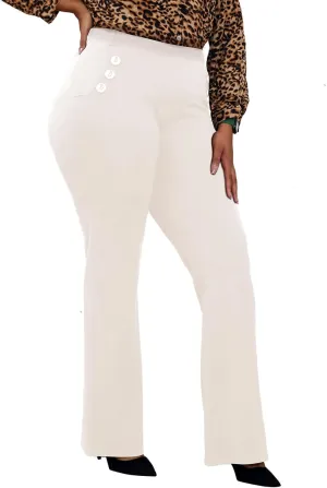 Wrinkle-Free Stretch Dress Pants Plus Size for Women Pull-on Pant Ease into Comfort Office Pant