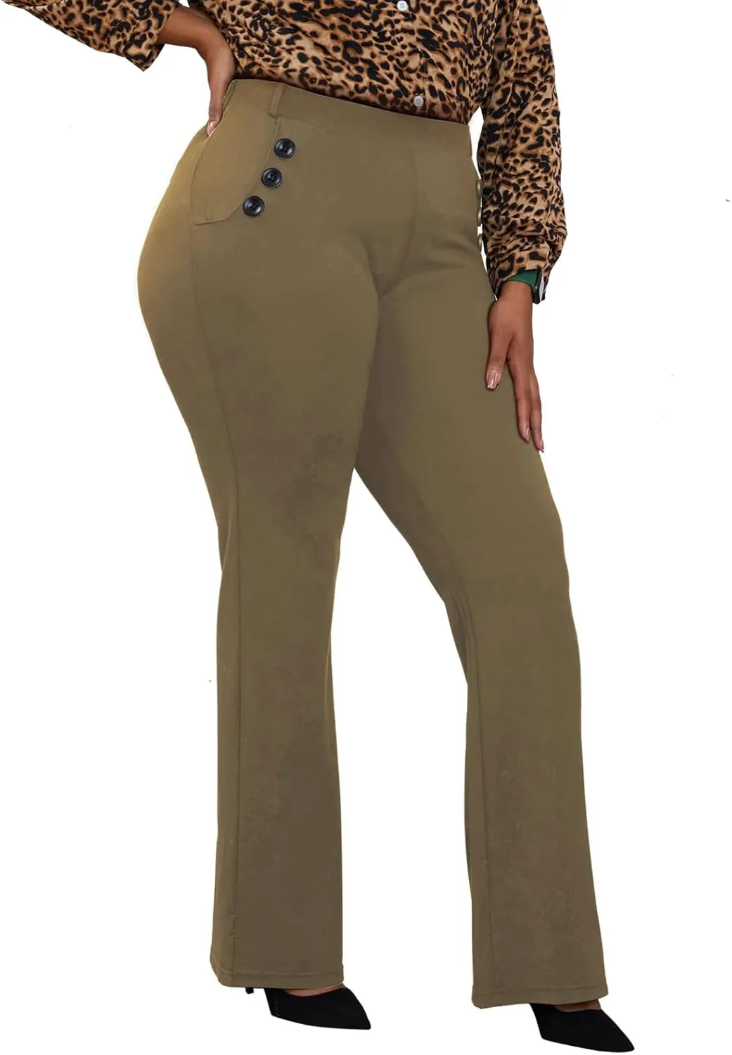 Wrinkle-Free Stretch Dress Pants Plus Size for Women Pull-on Pant Ease into Comfort Office Pant