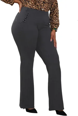 Wrinkle-Free Stretch Dress Pants Plus Size for Women Pull-on Pant Ease into Comfort Office Pant