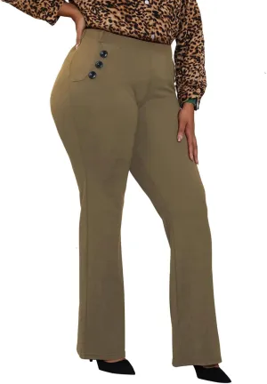 Wrinkle-Free Stretch Dress Pants Plus Size for Women Pull-on Pant Ease into Comfort Office Pant