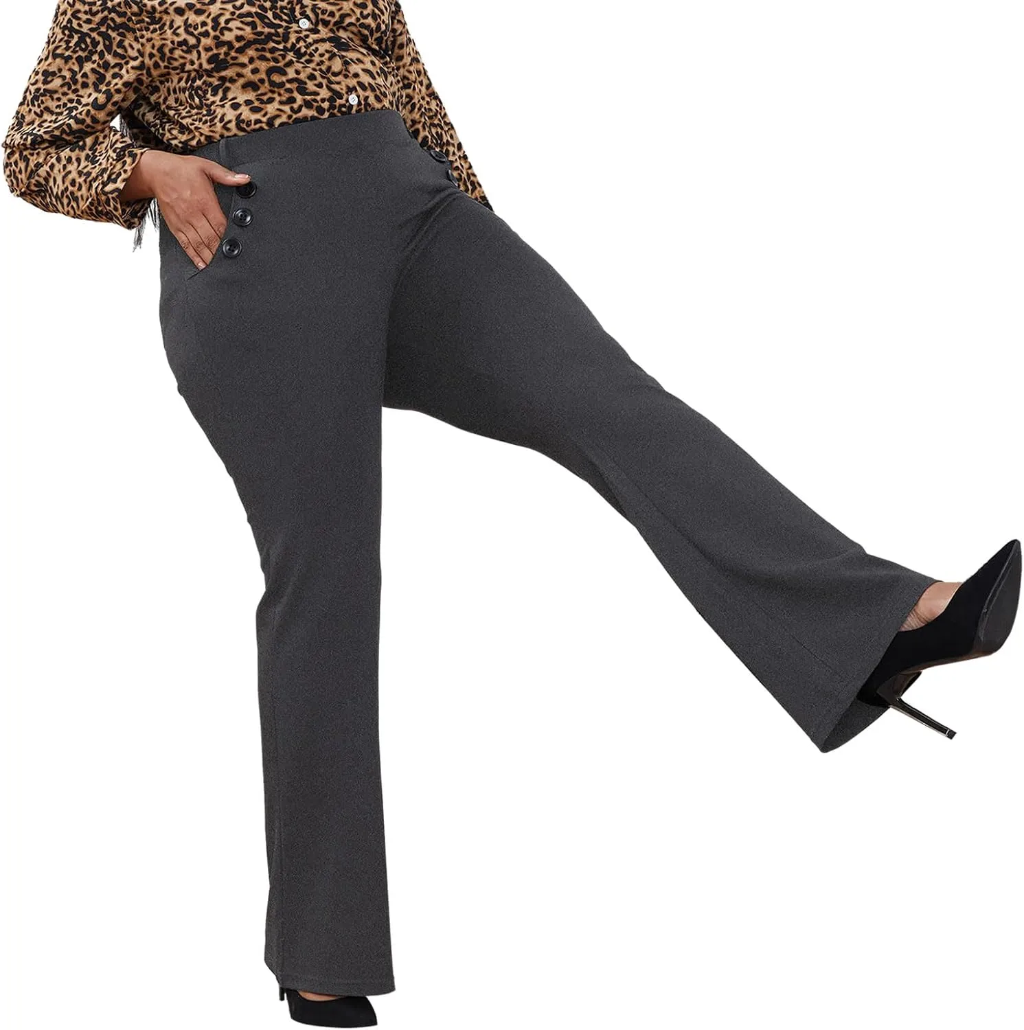 Wrinkle-Free Stretch Dress Pants Plus Size for Women Pull-on Pant Ease into Comfort Office Pant