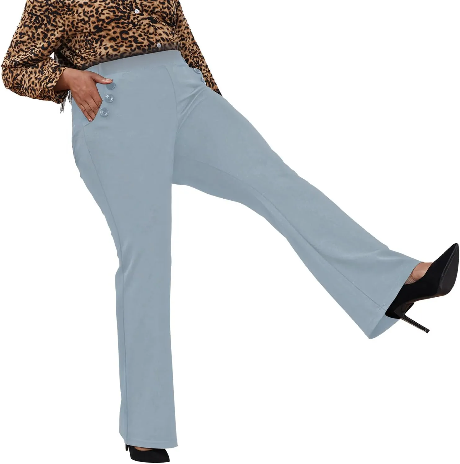 Wrinkle-Free Stretch Dress Pants Plus Size for Women Pull-on Pant Ease into Comfort Office Pant