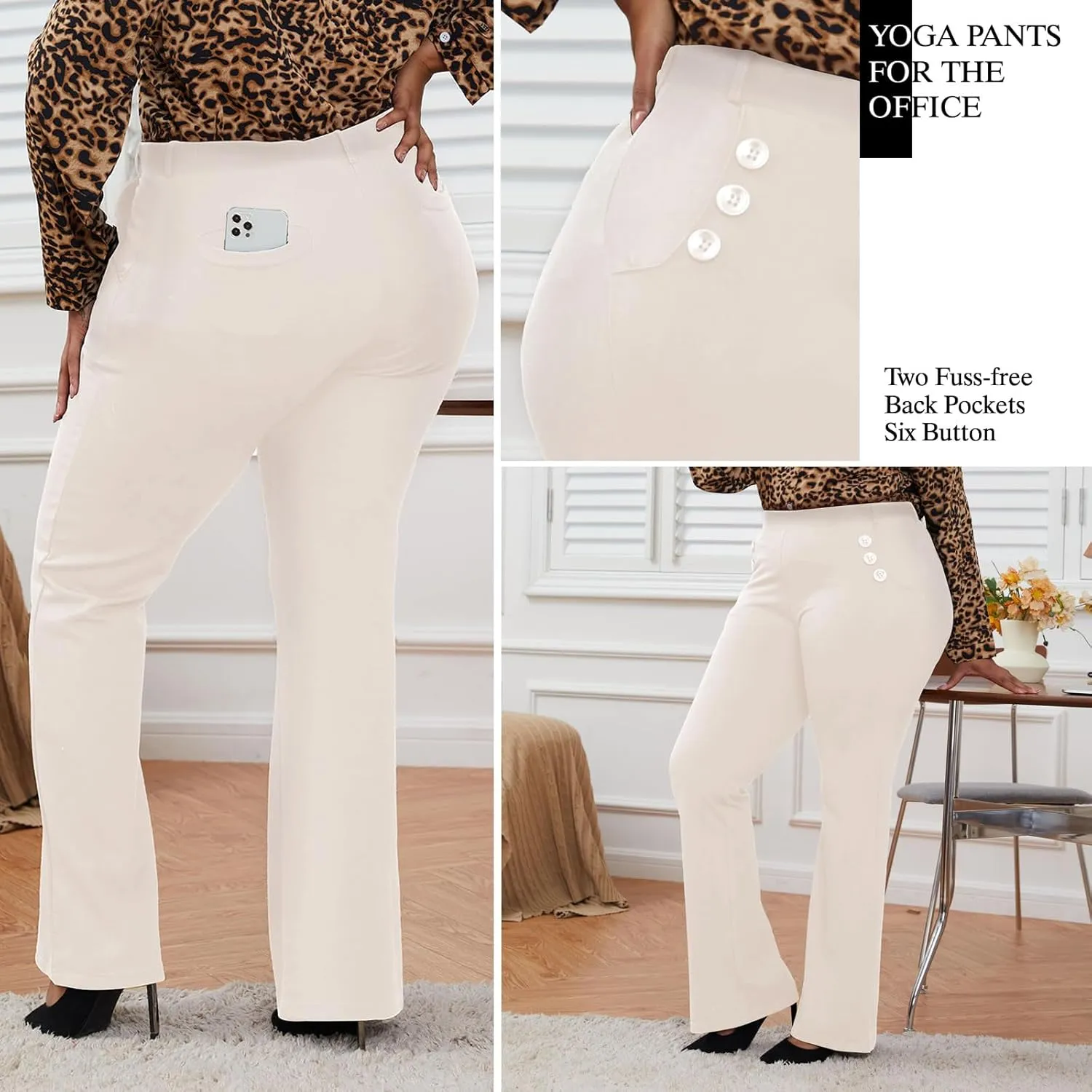 Wrinkle-Free Stretch Dress Pants Plus Size for Women Pull-on Pant Ease into Comfort Office Pant