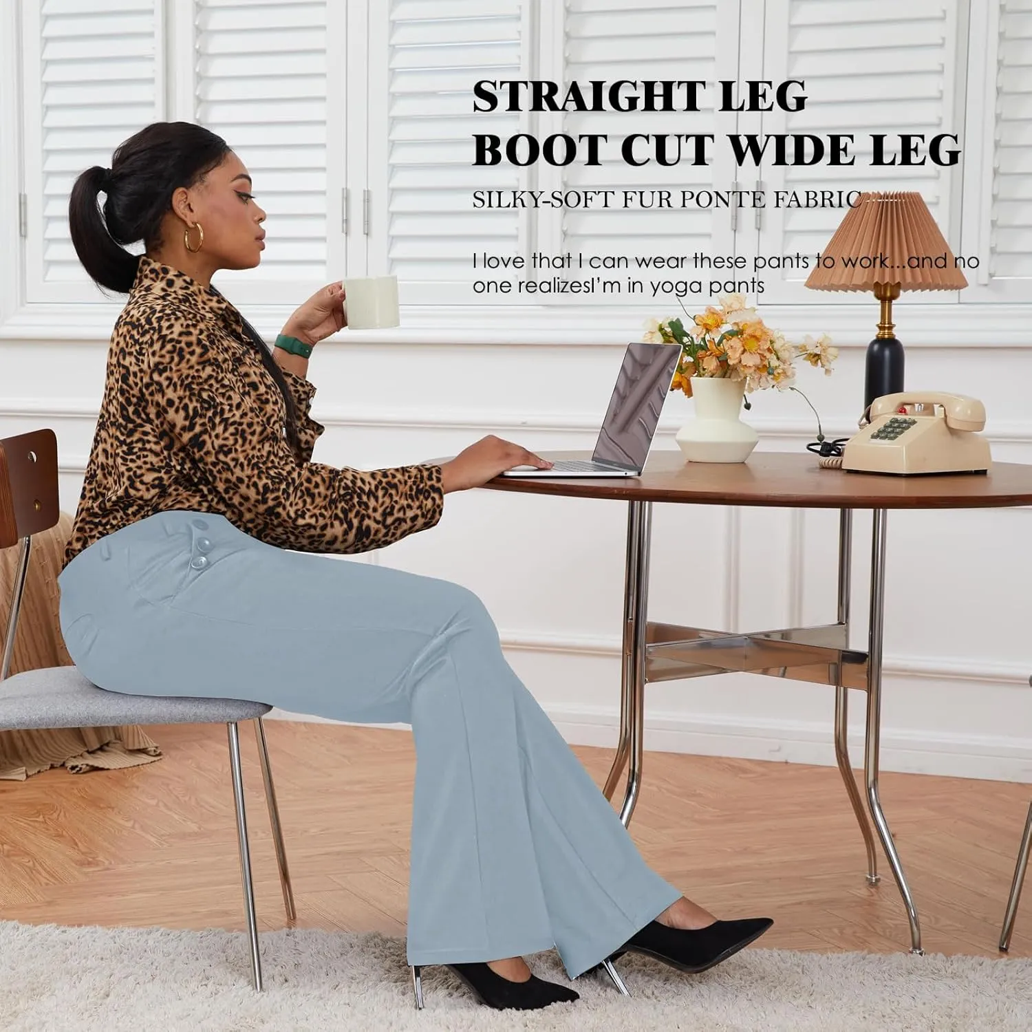 Wrinkle-Free Stretch Dress Pants Plus Size for Women Pull-on Pant Ease into Comfort Office Pant