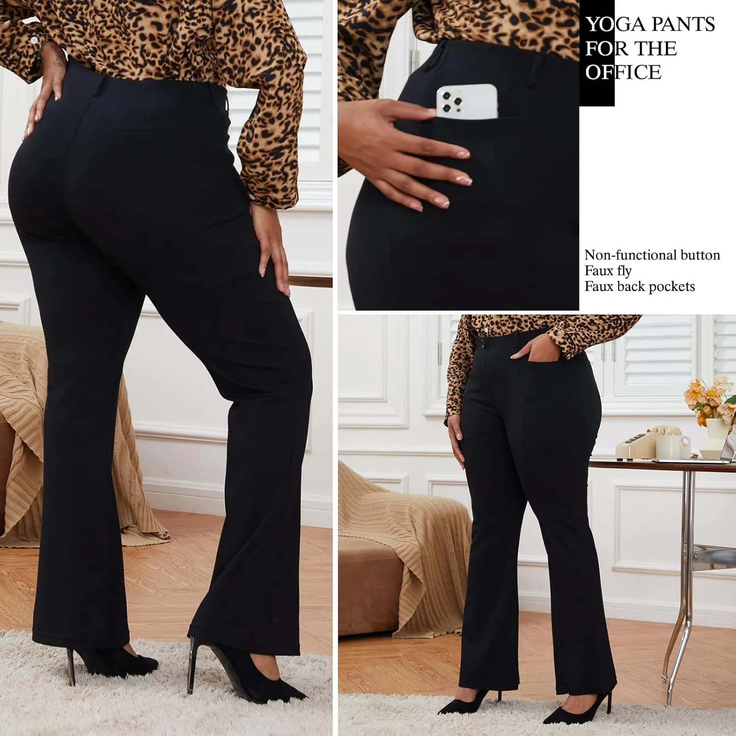 Wrinkle-Free Stretch Dress Pants Plus Size for Women Pull-on Pant Ease into Comfort Office Pant