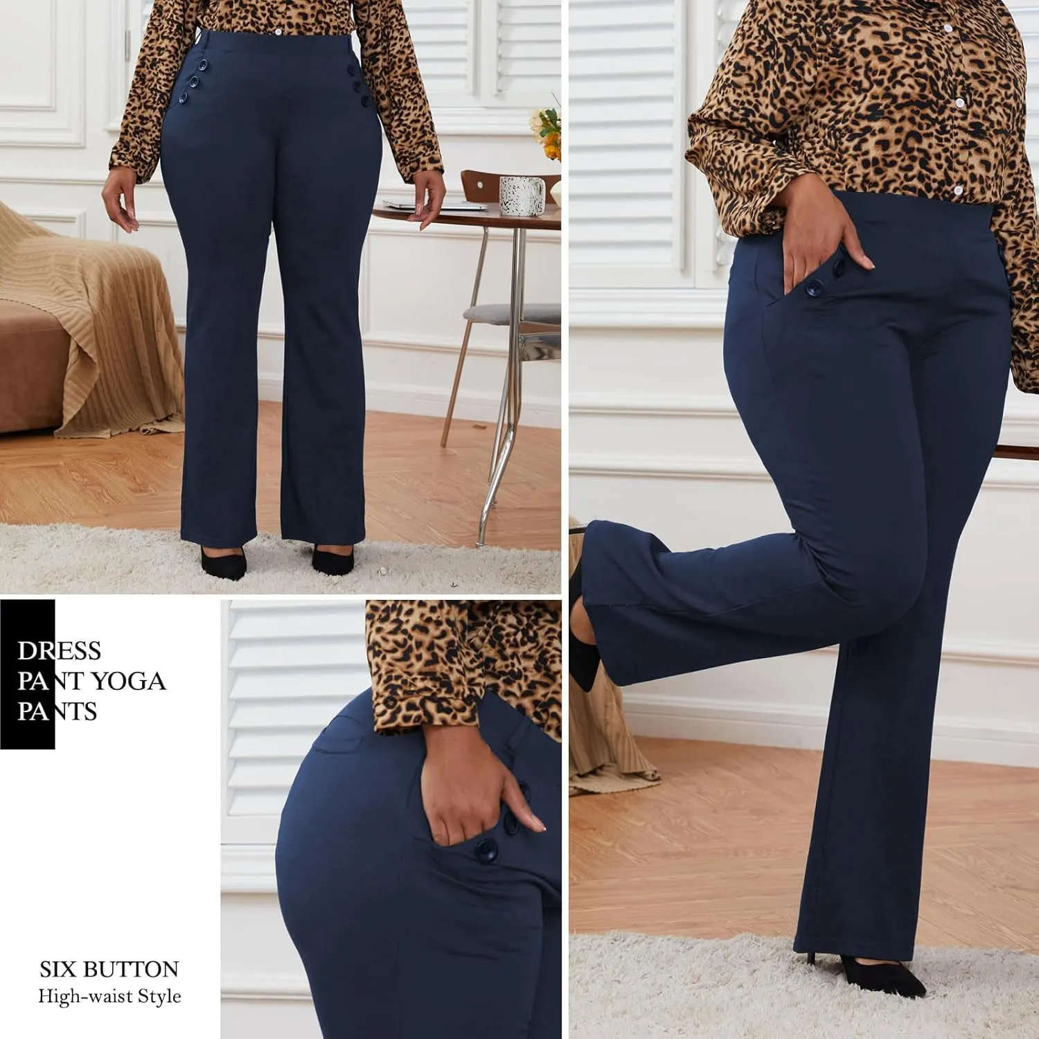 Wrinkle-Free Stretch Dress Pants Plus Size for Women Pull-on Pant Ease into Comfort Office Pant