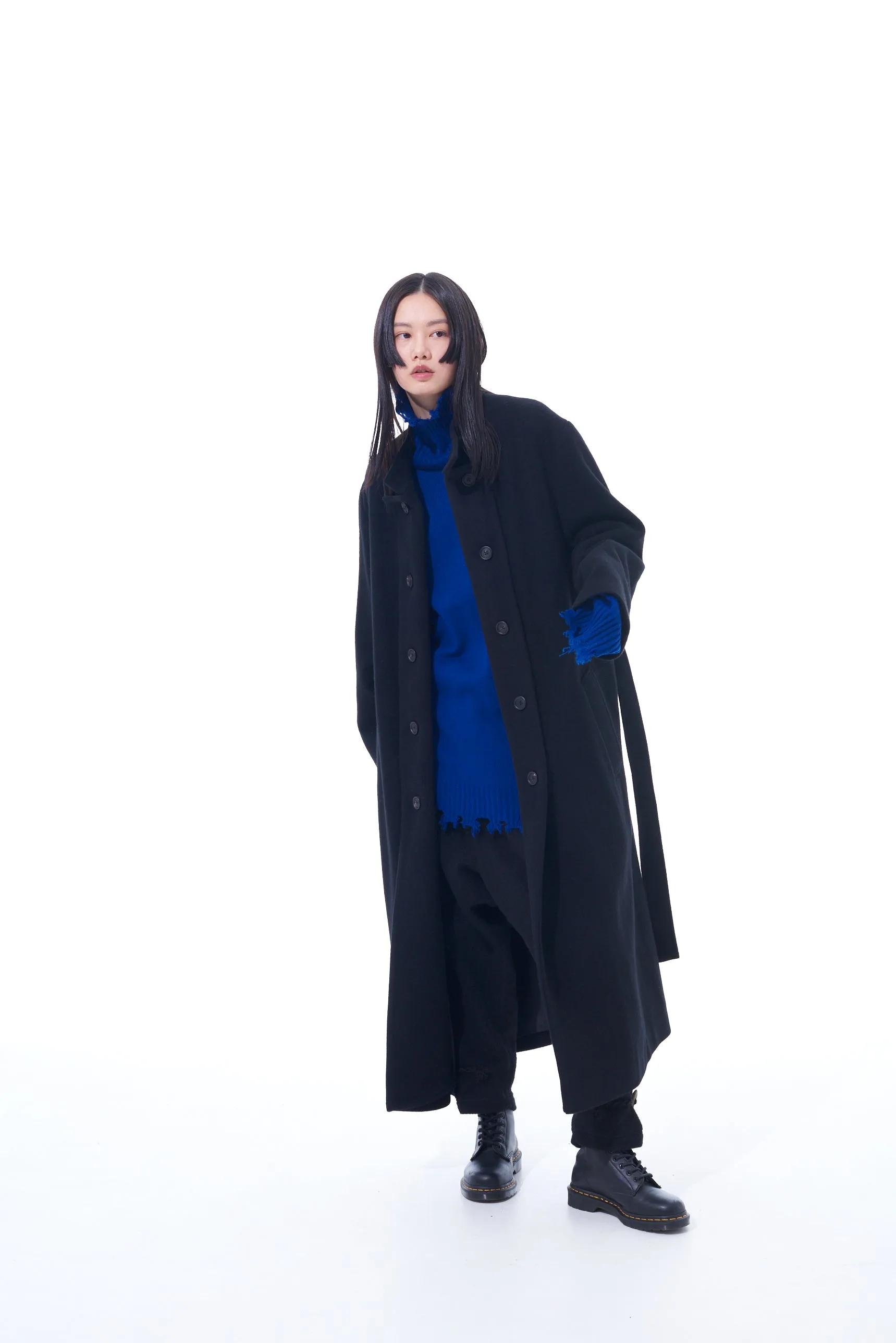 W/TOP MOSSA DOUBLE-BREASTED STAND COLLAR COAT
