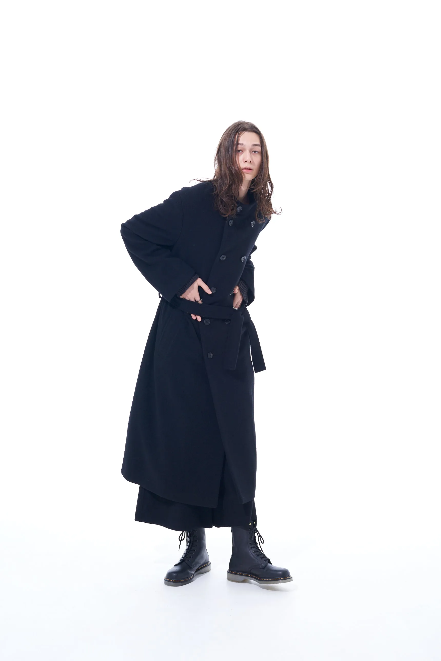W/TOP MOSSA DOUBLE-BREASTED STAND COLLAR COAT