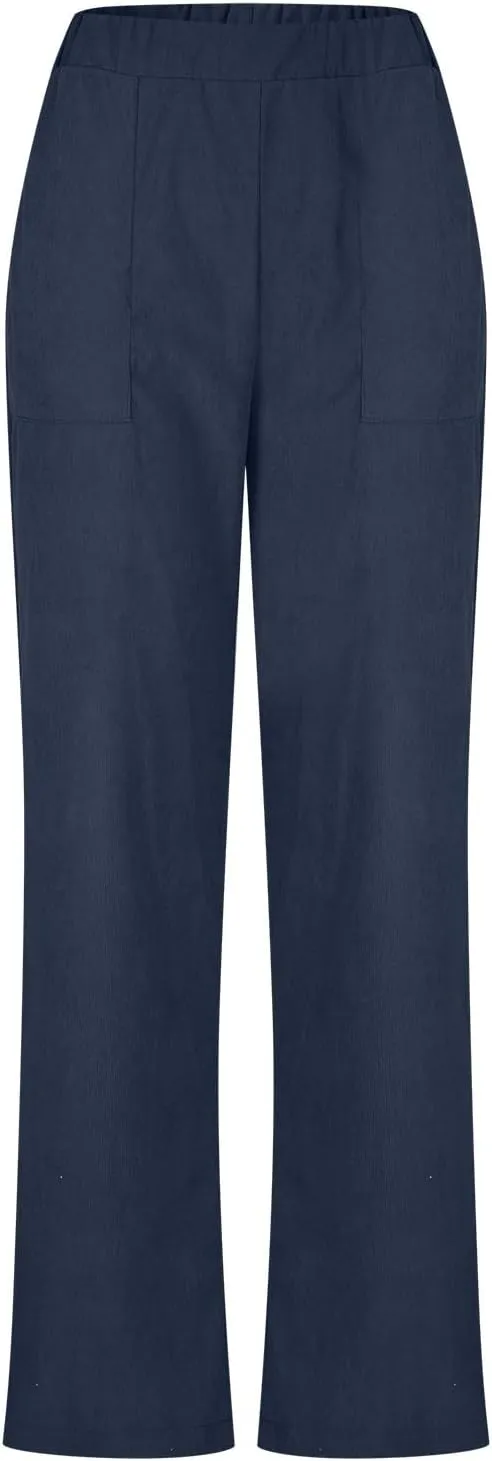 XUNRYAN Corduroy Pants for Women Casual Elastic High Waist Straight Leg Pants Loose Comfy Trousers Joggers with Pockets