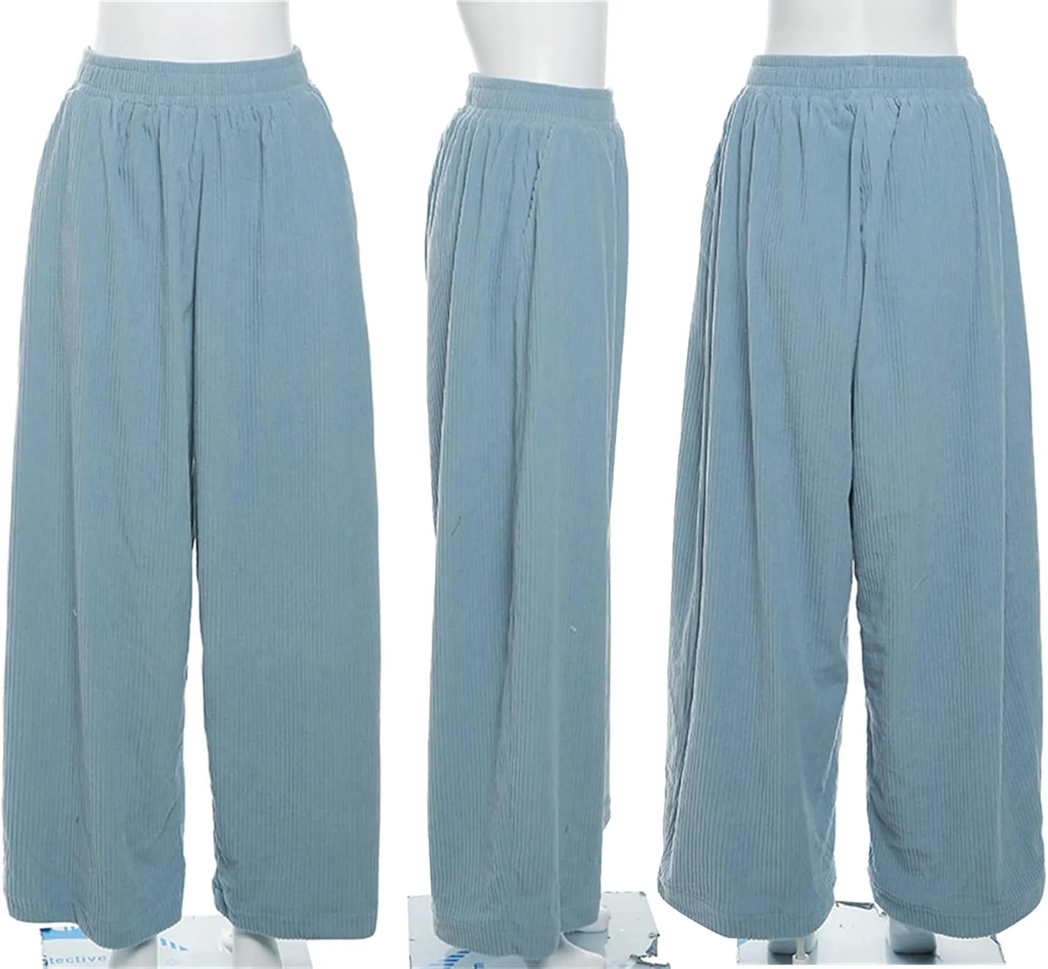 YOOTIKO Womens Baggy Corduroy Pants Elastic High Waisted Fall Comfy Casual Loose Straight Wide Leg Trousers