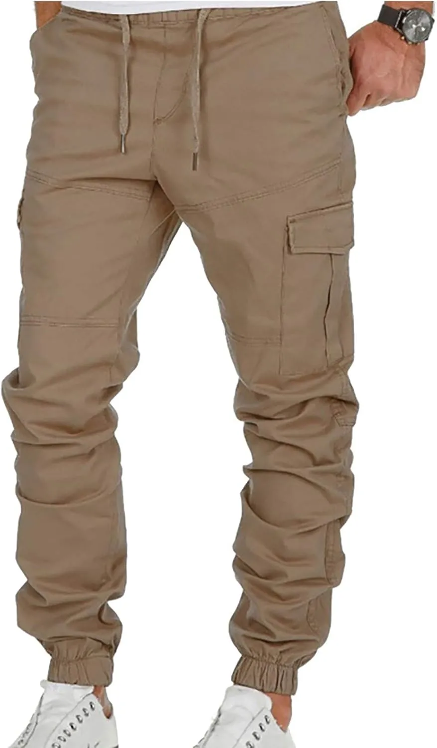 ZYXTIM Cargo Jogger Pants for Men Big and Tall Slim Fit Multi-Pocket Basic Active Casual Tapered Sweatpants with Pockets